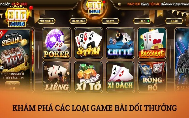 Khám phá các thể loại game bài đổi thưởng tại HitClub