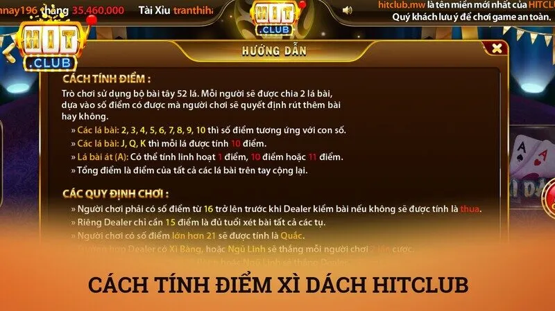 Cách tính điểm và quy định xét bài trong xì dách HitClub
