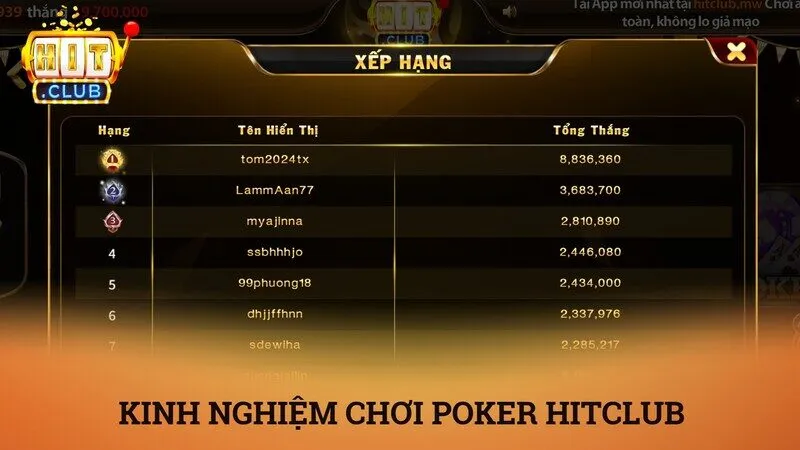 Kinh nghiệm và chiến thuật chơi poker Hitclub