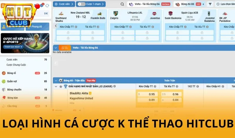 Các loại hình cá cược K thể thao HitClub
