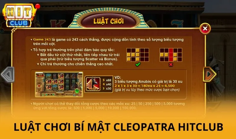 Luật chơi game Bí mật Cleopatra Hitclub