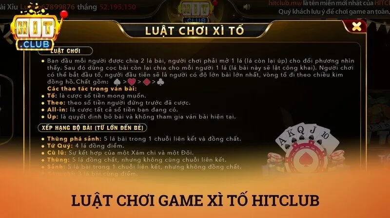 Luật chơi xì tố HitClub chi tiết từ bàn đấu thực tế
