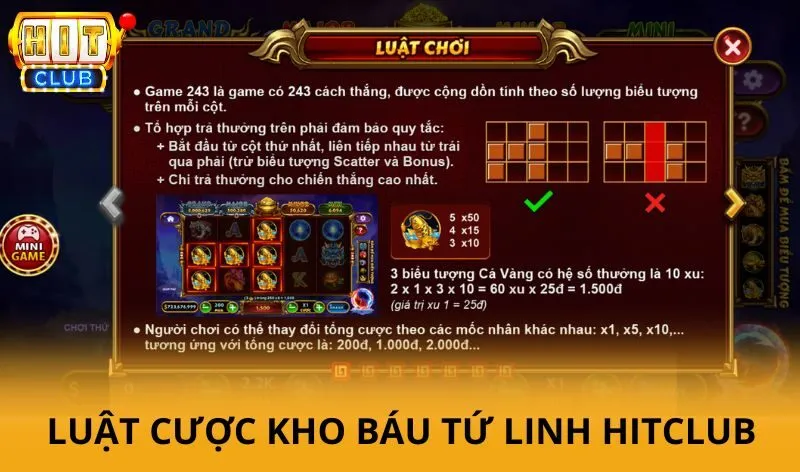Luật cược Kho báu tứ linh Hitclub