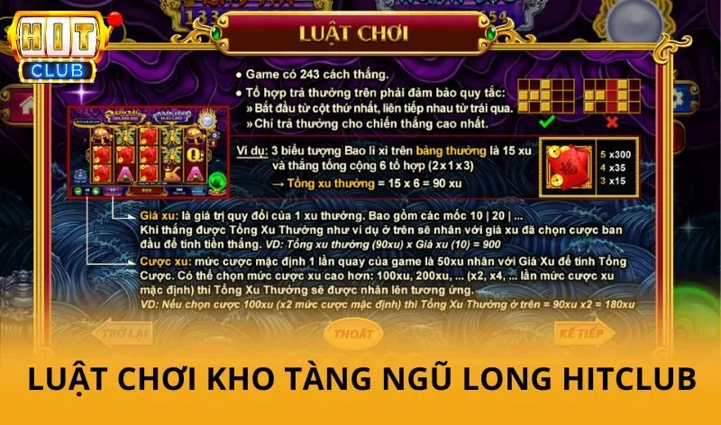 Kho tàng ngũ long Hitclub - Game chinh phục rồng thần săn kho báu 2 Luật chơi Kho Tàng Ngũ Long Hitclub