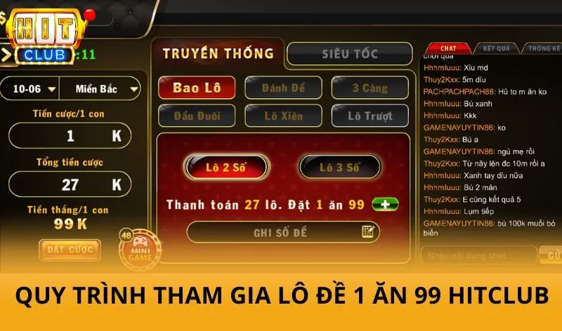 Lô đề 1 ăn 99 hitclub - Hình thức dự đoán số được nhiều người quan tâm 5 Quy trình tham gia Lô đề 1 ăn 99 HitClub